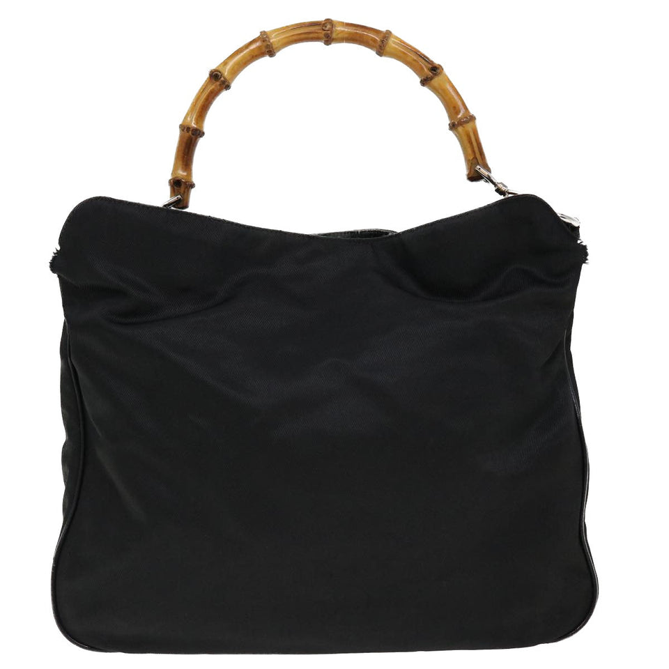 Gucci Bamboo Hand Bag Nylon 2way Black 1998 ny202