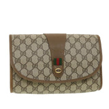 Gucci GG Canvas Web Sherry Line Clutch Bag Beige Green Red 89.01.030 ny212