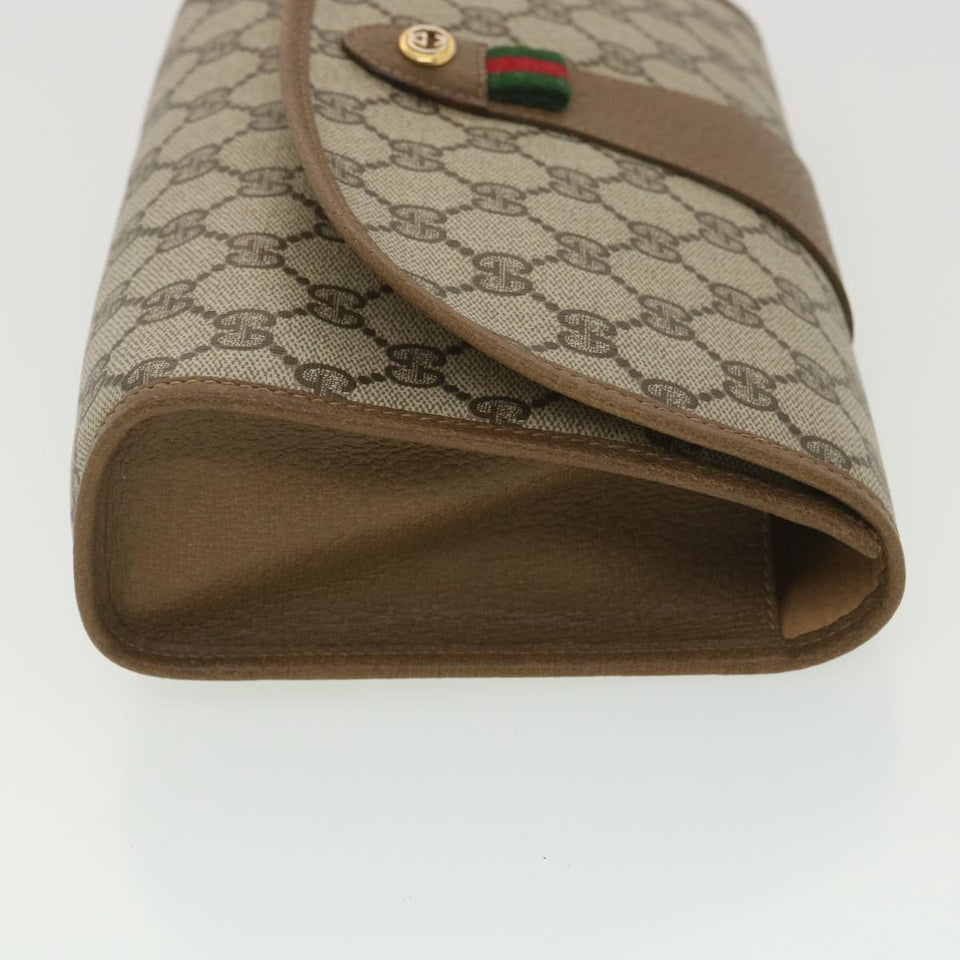 Gucci GG Canvas Web Sherry Line Clutch Bag Beige Green Red 89.01.030 ny212