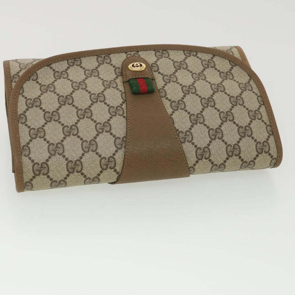 Gucci GG Canvas Web Sherry Line Clutch Bag Beige Green Red 89.01.030 ny212