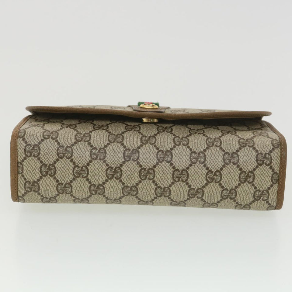 Gucci GG Canvas Web Sherry Line Clutch Bag Beige Green Red 89.01.030 ny212