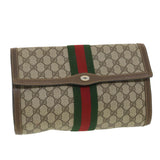 Gucci GG Canvas Web Sherry Line Clutch Bag Beige Red Green 89.01.007 ny216