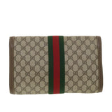 Gucci GG Canvas Web Sherry Line Clutch Bag Beige Red Green 89.01.007 ny216