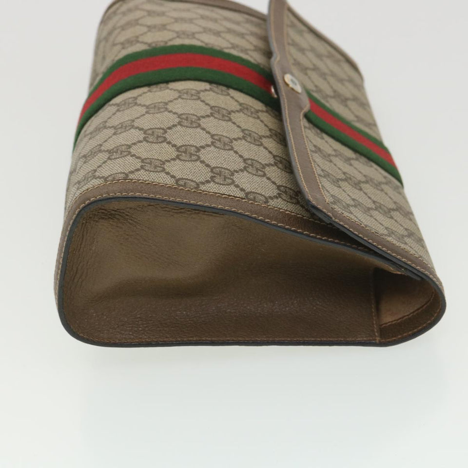 Gucci GG Canvas Web Sherry Line Clutch Bag Beige Red Green 89.01.007 ny216