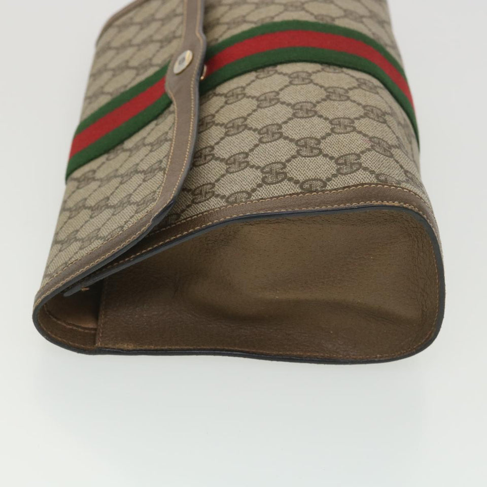 Gucci GG Canvas Web Sherry Line Clutch Bag Beige Red Green 89.01.007 ny216