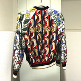 Gucci Blouson 476247 Silk, Sequins White x Multicolor tiger print bomber jacket jacket outerwear Women 36