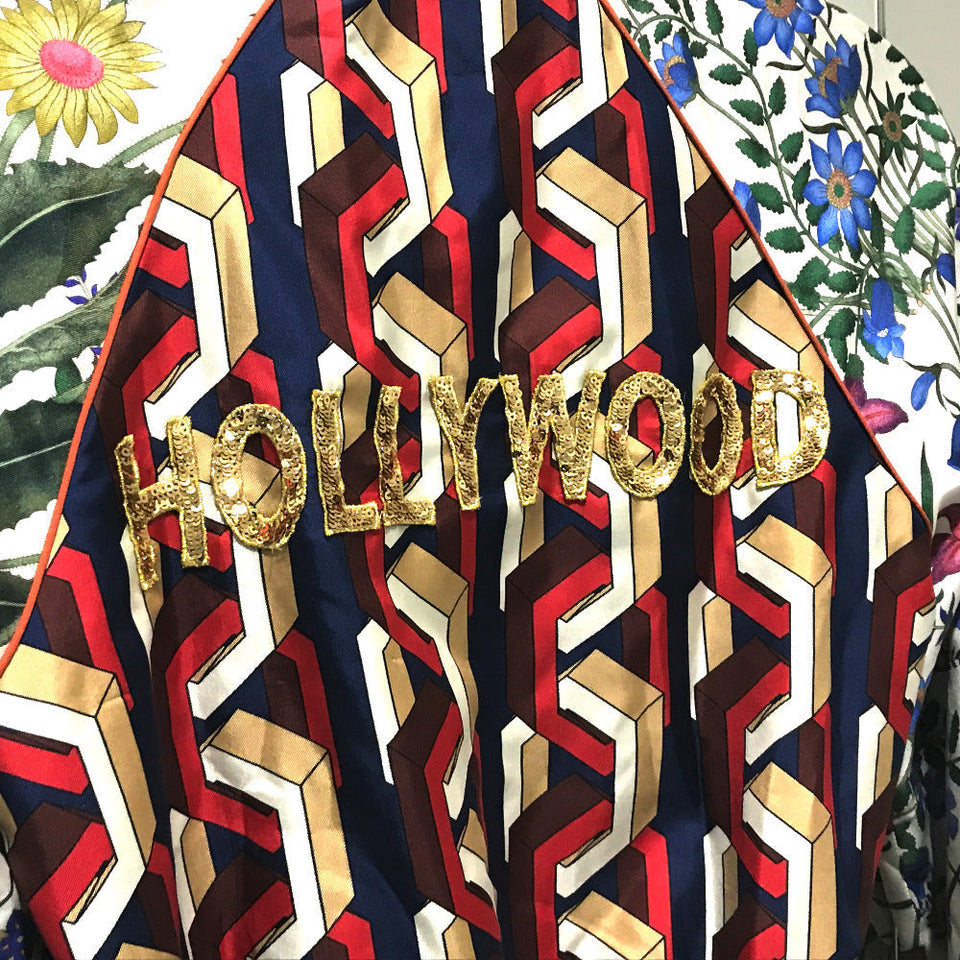 Gucci Blouson 476247 Silk, Sequins White x Multicolor tiger print bomber jacket jacket outerwear Women 36
