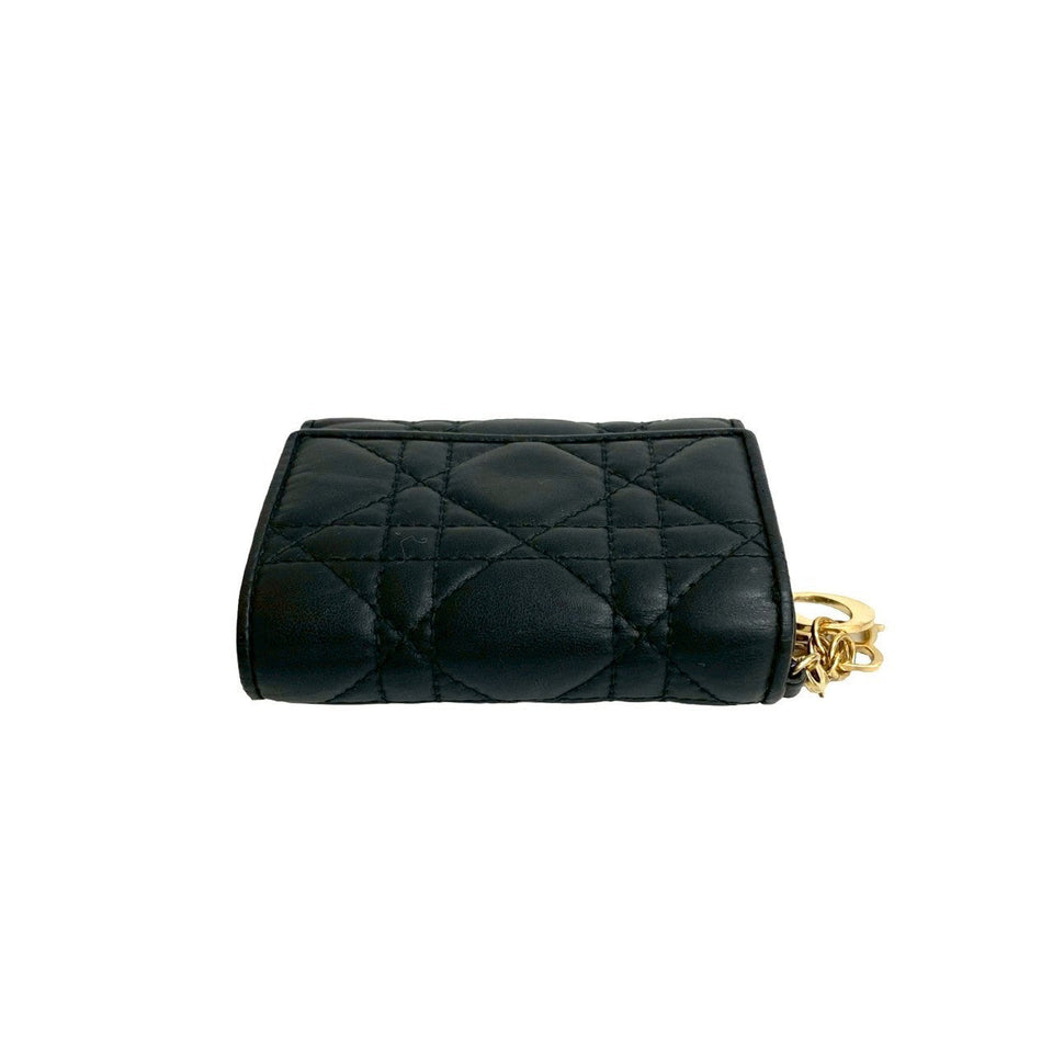Christian Dior Lady Dior Lotus Wallet Leather Trifold Wallet