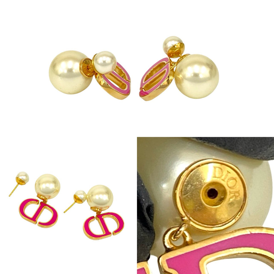 Christian Dior CD Logo Pearl Earrings