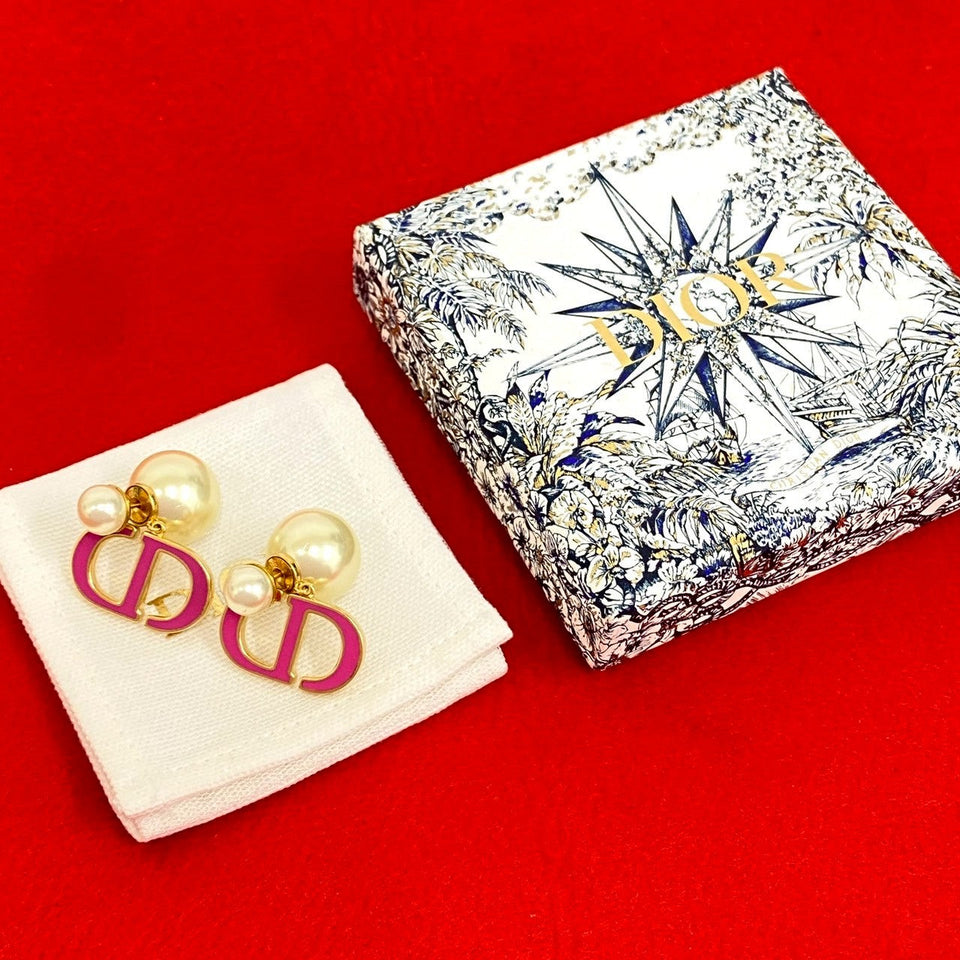 Christian Dior CD Logo Pearl Earrings