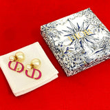 Christian Dior CD Logo Pearl Earrings