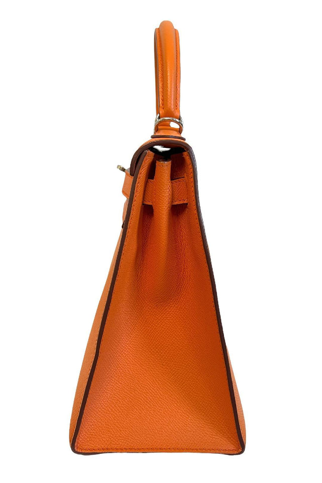 Hermes 28cm Orange Mango Epsom Sellier Kelly w/ Palladium Hardware