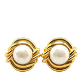 Chanel Gold Plated Faux Pearl Earrings