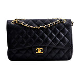 Chanel Jumbo Black Calfskin Caviar Double Flap Bag with GHW