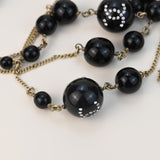 Chanel CC Black Beads Long Chain Necklace
