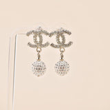 Chanel Encrusted Crystal CC Drop Earrings