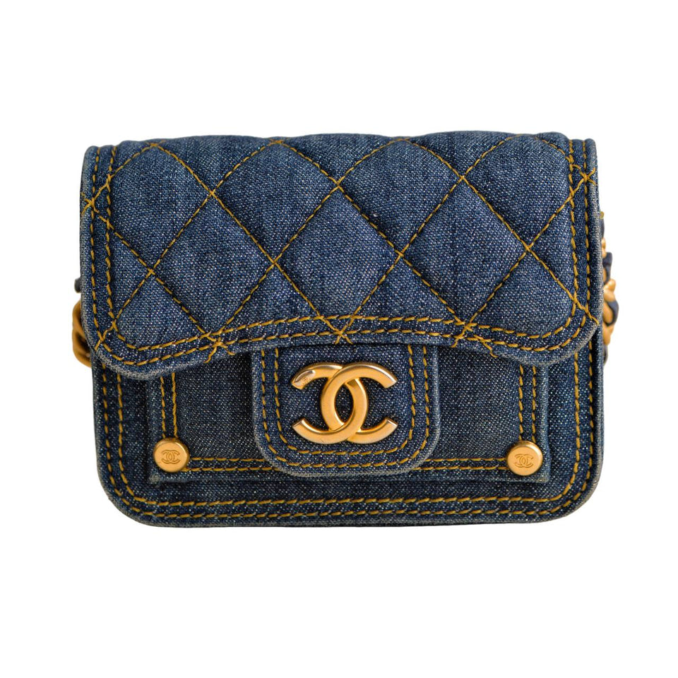 Chanel 23S Denim Quilted  Holder Shoulder Bag