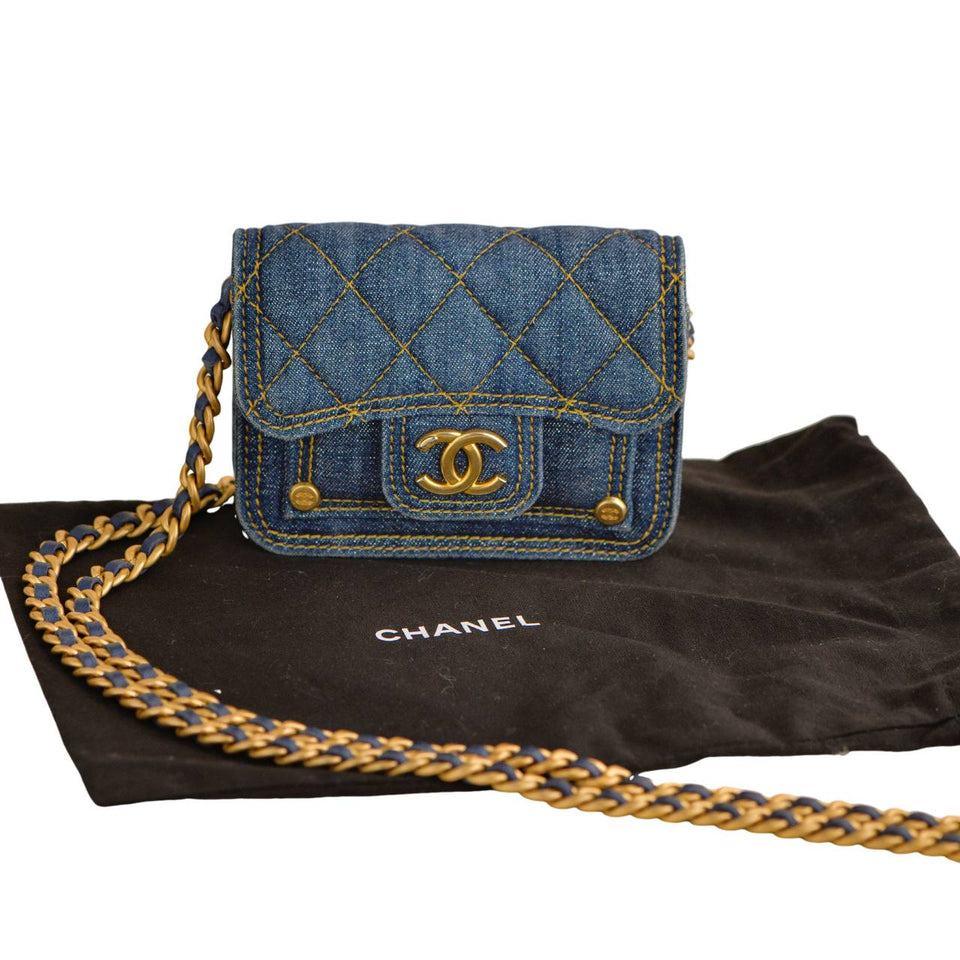 Chanel 23S Denim Quilted  Holder Shoulder Bag