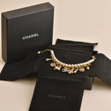 Chanel CC Crystal Faux Pearl Charm Bracelet