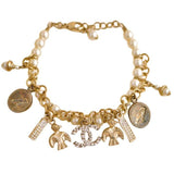 Chanel CC Crystal Faux Pearl Charm Bracelet