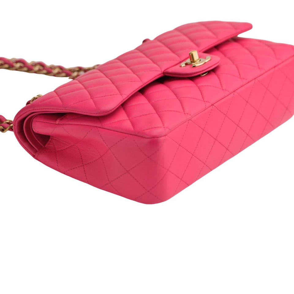 Chanel Lambskin Fuchsia Quilted Medium Classic Double Flap Bag