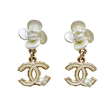 Chanel CC Camellia Enamel Dangle Earrings