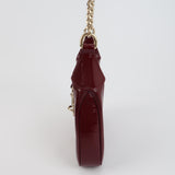 Gucci Jackie 1961 Mini Notte Burgundy Ancora Red Patent Leather Gold Chain Strap Crossbody Bag