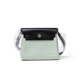 Hermes Mini Herbag Zip 20 Black Ecru/Vert Moyen Toile Palladium Hardware