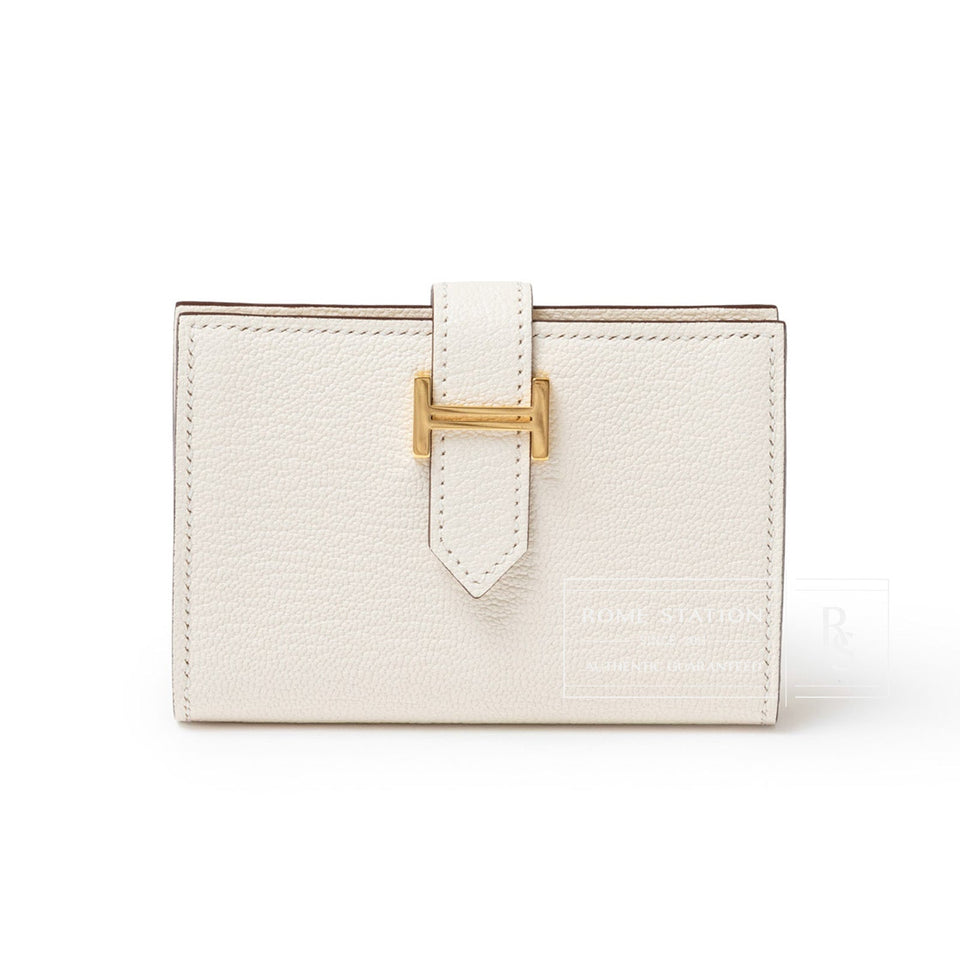 Hermes Mini Bearn Wallet Nata Chevre Mysore Gold Hardware