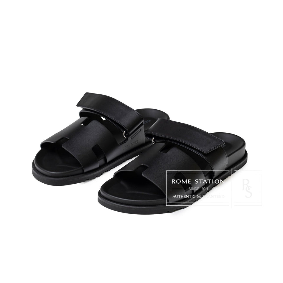 Hermes Chypre Sandal Men's Black Calf 40.5