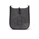 Hermes Mini Evelyne Gris Moyen/Black Feutre Palladium Hardware
