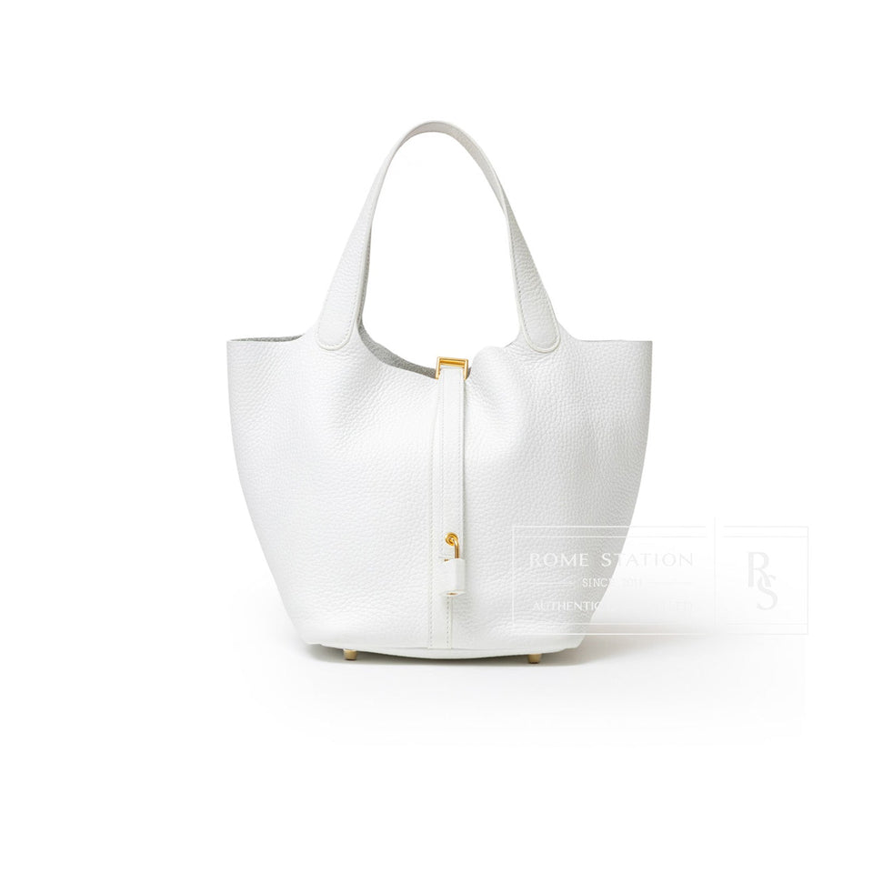 Hermes Picotin 22 New White Clemence Leather Hardware
