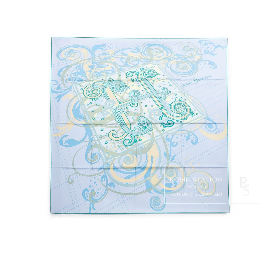 Hermes Carre Scarf 90 H Comme Histoires Ciel/Canard/Vanille