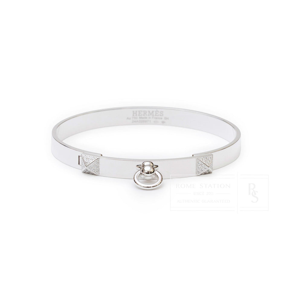 Hermes Collier De Chien Diamond Bracelet Small Model White Gold Au750