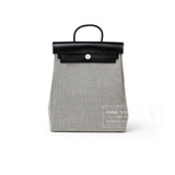 Hermes Herbag a Dos Backpack Ecru/Black Toile Palladium Hardware