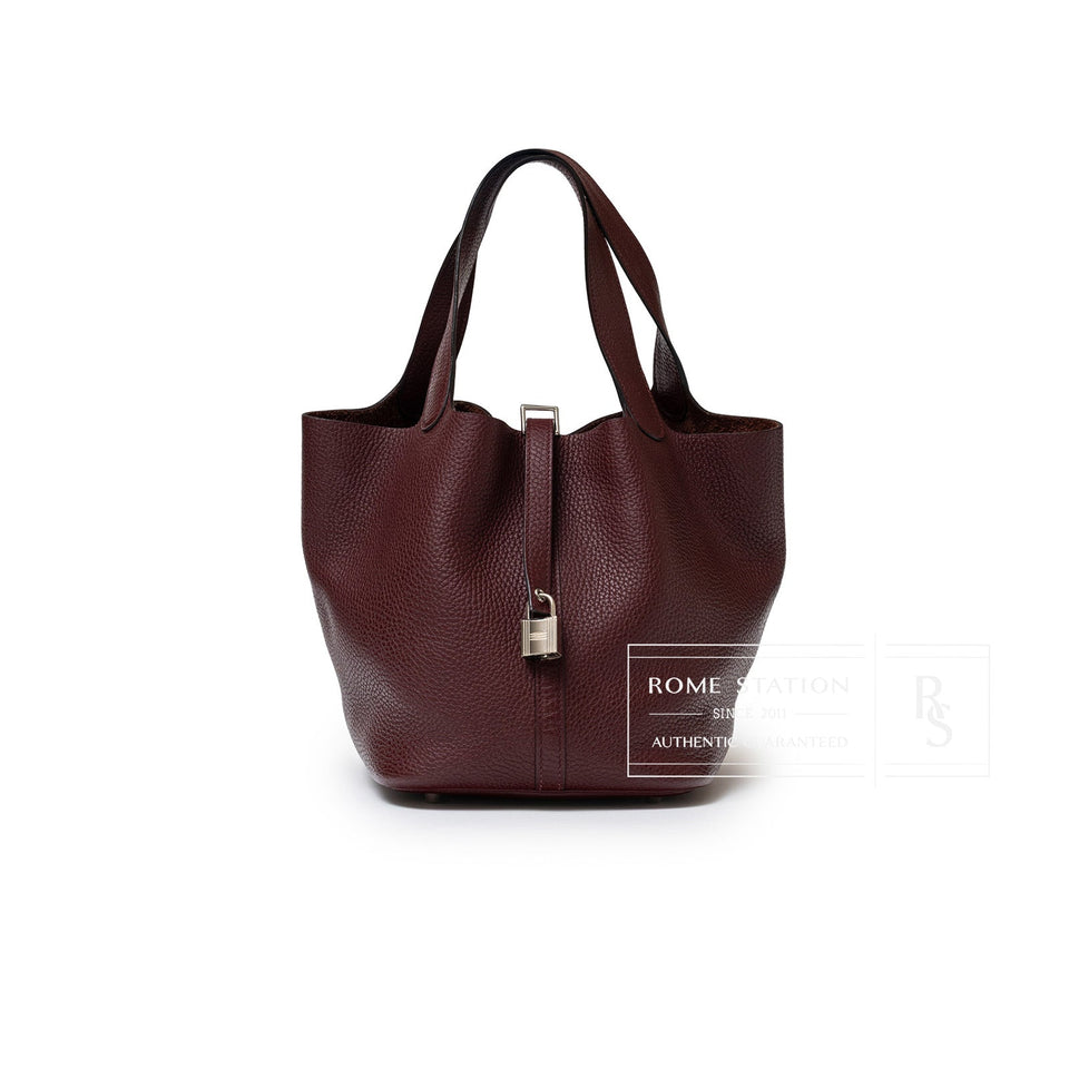 Hermes Picotin 22 Bordeaux Clemence Palladium Hardware