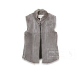 Hermes Pelisse Courte Fur Vest Gris Vert