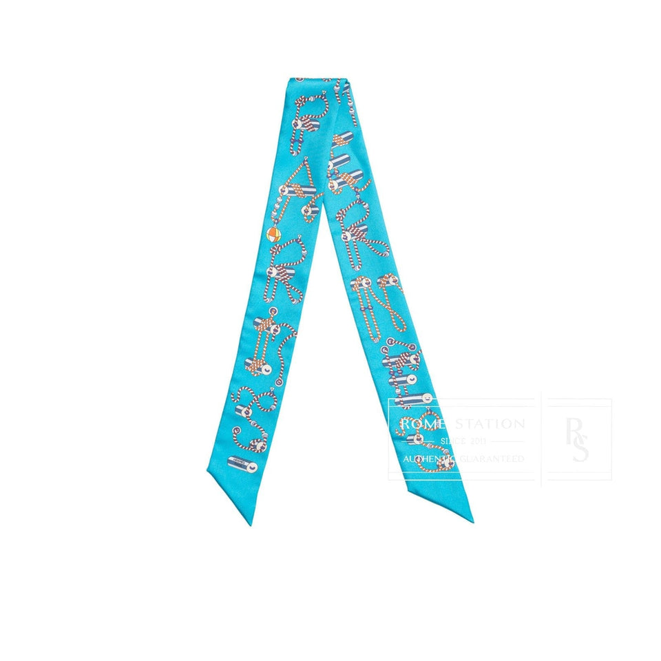 Hermes Twilly Cordages Turquoise/Orange/Blanc
