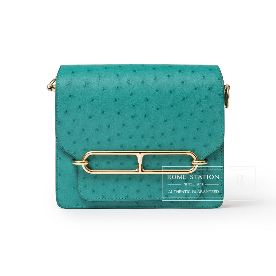 Hermes Mini Roulis Ostrich Vert Verone Permabrass Hardware