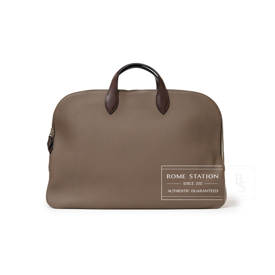 Hermes Victoria Business Bag Etoupe Togo/Toile