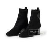 Hermes Volver 60 Ankle Boots Black Knit/Calf 36.5