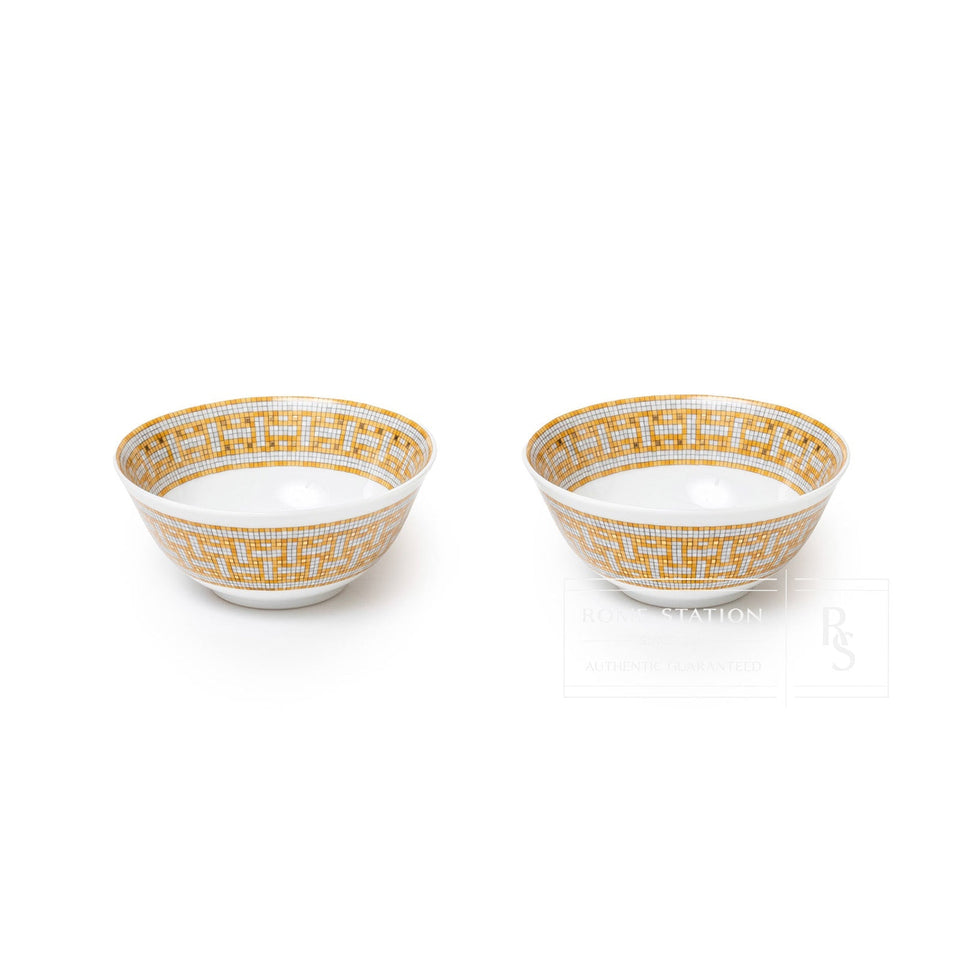 Hermes Mosaique au 24 Gold Rice Bowl Set of Two