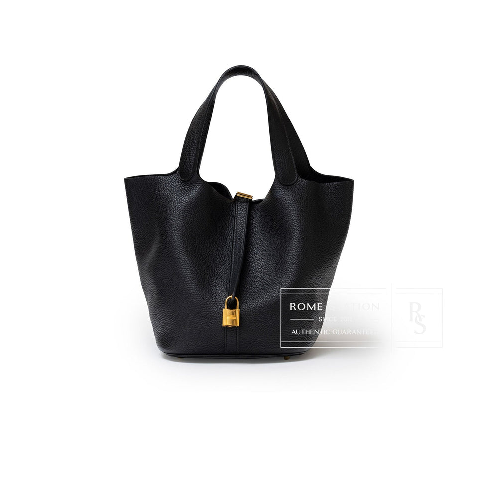 Hermes Picotin 26 Black Clemence Gold Hardware