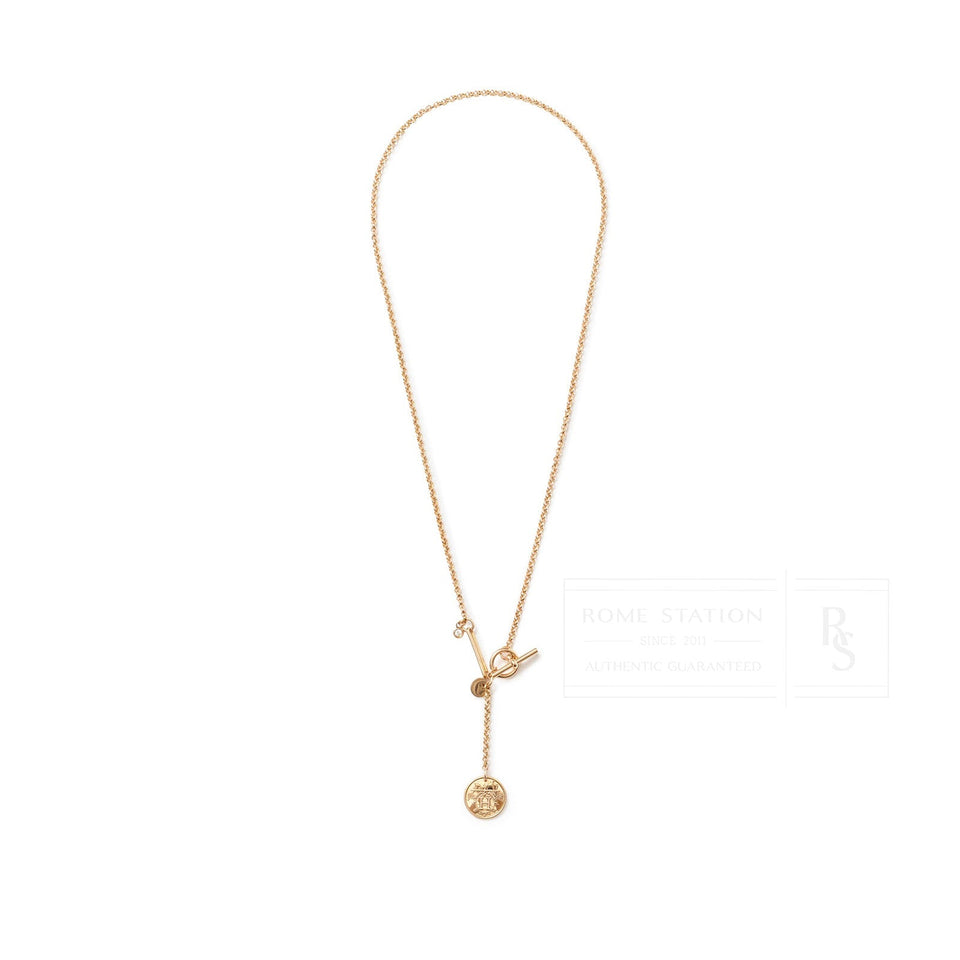 Hermes Ex-Libris Diamond Pendant Necklace Small model Rose Gold Au750
