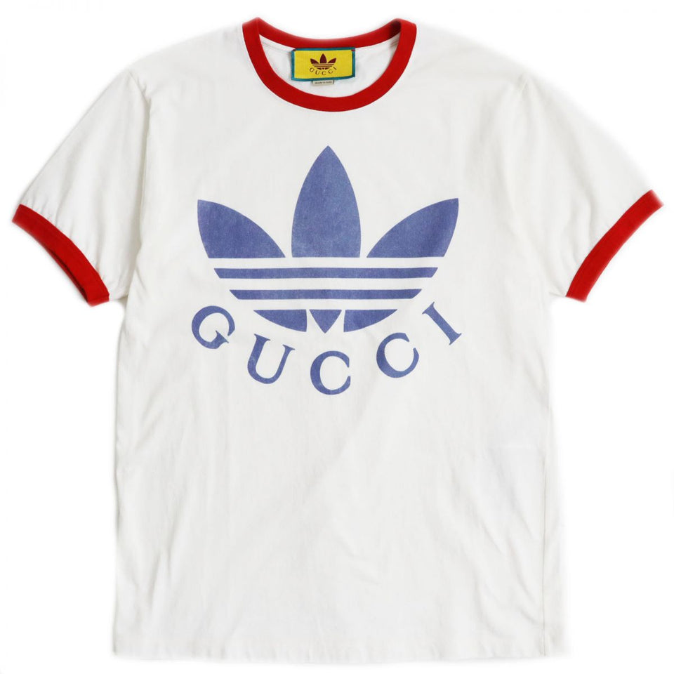 Gucci Short sleeve T-shirt Main: 100% cotton, part: 96% cotton, part: 4% polyurethane white Gucci x Adidas collaboration mens XS