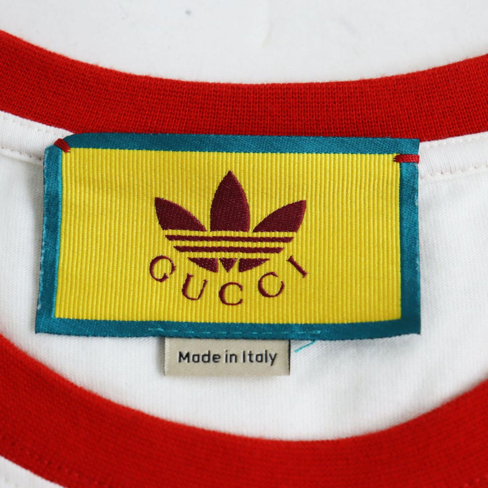 Gucci Short sleeve T-shirt Main: 100% cotton, part: 96% cotton, part: 4% polyurethane white Gucci x Adidas collaboration mens XS