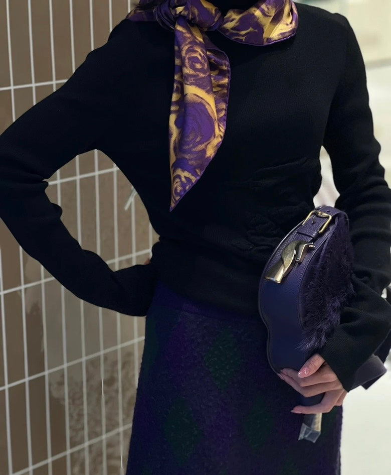 Luxury Burberry Royal Water Rose Silk Scarf Purple Scarves and Shawls