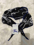 Luxury Burberry Silver Knight C Silk Scarf Black
