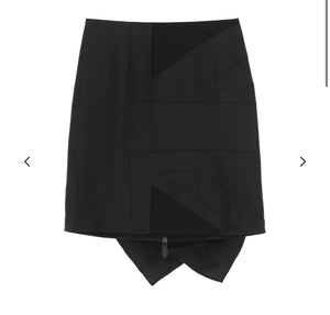 Luxury Burberry Flog Drape Intarsia Satin Skirt Black