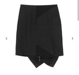 Luxury Burberry Flog Drape Intarsia Satin Skirt Black